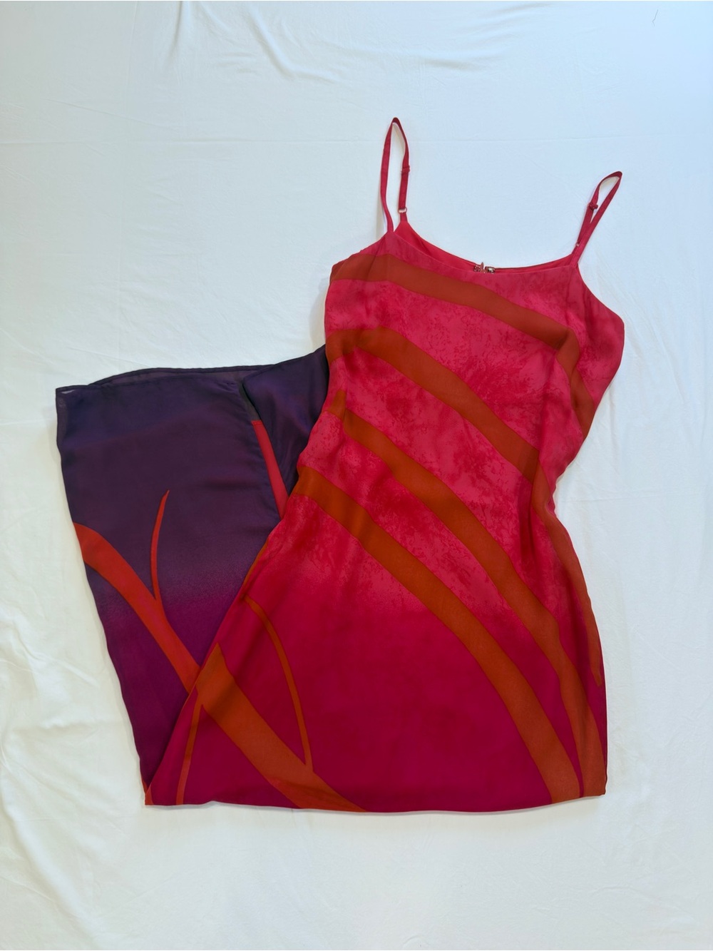 Vintage Fuchsia and Plum Slip Maxi Dress